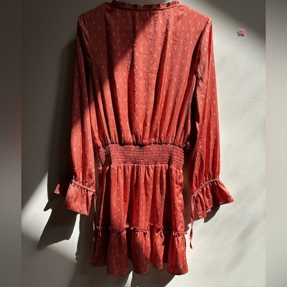 LIKE NEW | Saltwater LUXE Lena Peasant Mini Dress in Rose Dots Women’s Medium - Picture 10 of 12